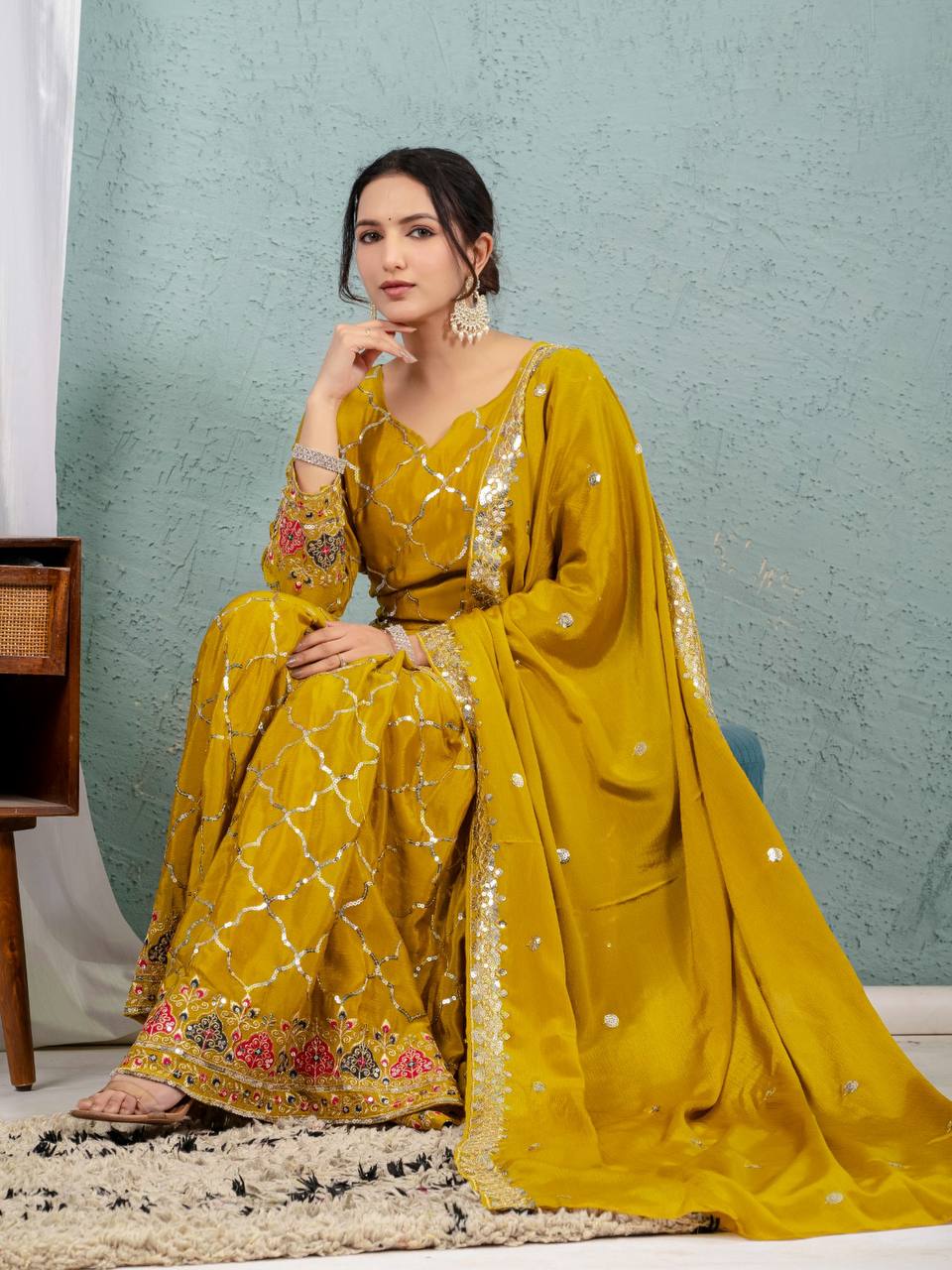Bridal Sophistication: The Ivory Lattice Ceremonial Gharara